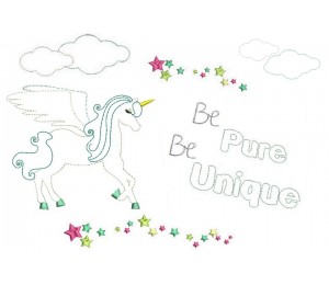 Kleine Stickserie Einhorn - Be pure Be unique